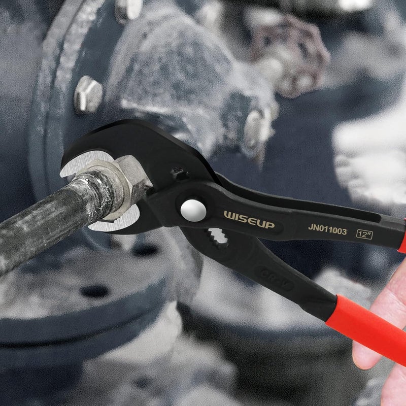 WISEUP Groove Joint Pliers Set - Fast Adjustable 7 & 10 Inch Water Pumper With Smooth Jaw - Tongue and Groove Wrench for Channel Home Repair, Gripping Nuts, Bolts, Pipe - Image 5